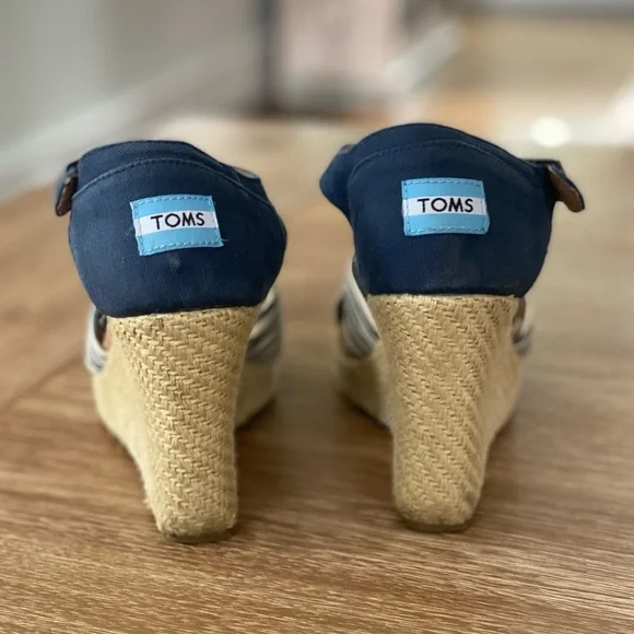 Toms Women’s Wedge Espadrille Strappy Sandals University Navy Size 8 - Picture 7 of 14
